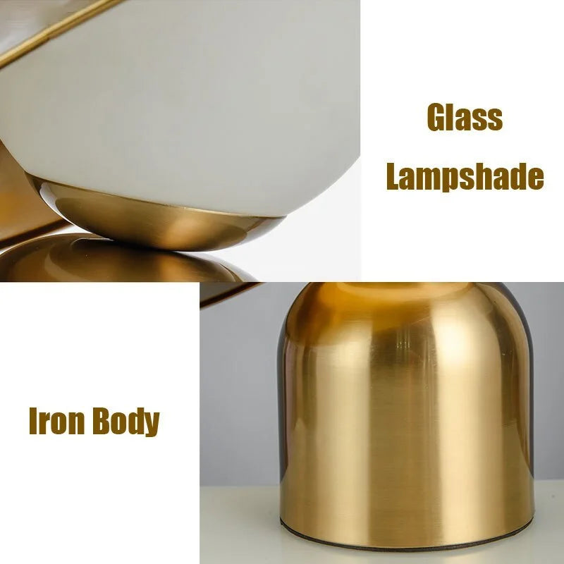 Gossau | Gold Metal Glass Ball LED Desk Light Fixture With Hat