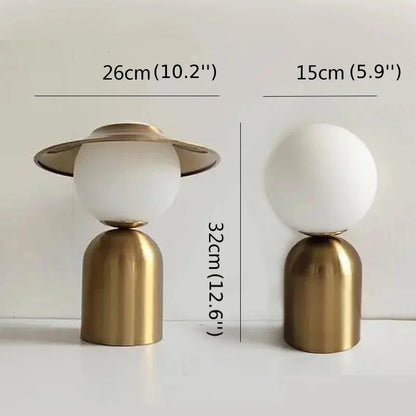 Gossau | Gold Metal Glass Ball LED Desk Light Fixture With Hat