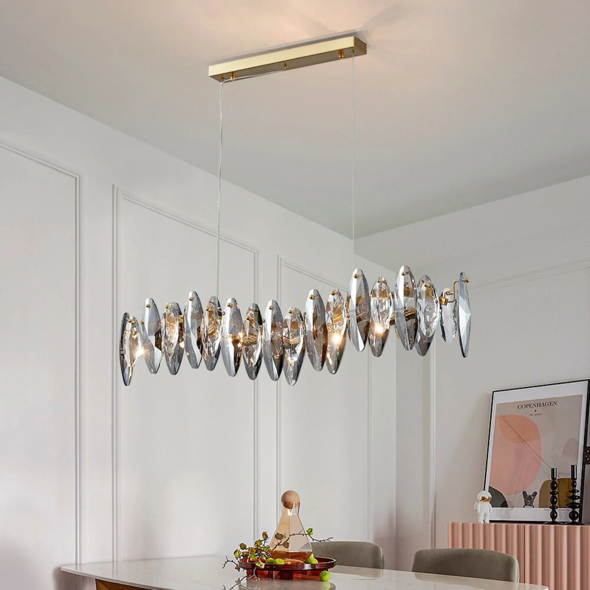 Aarschot | Wave Design Chrome Crystal Chandelier for Kitchen