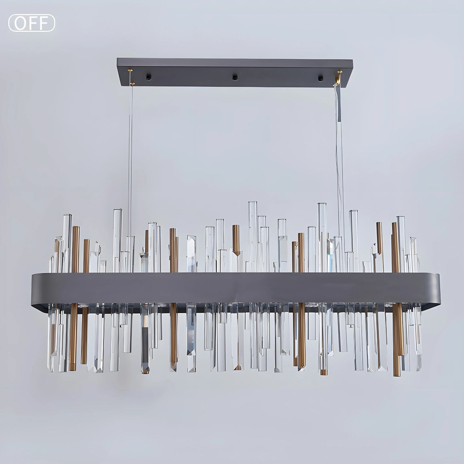 Gold And Black Rectangle Crystal Kitchen Chandelier