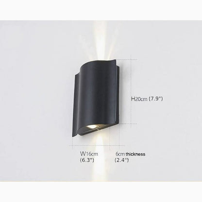 Albiolo | Black Waterproof Outdoor Aluminum LED Wall Lamp