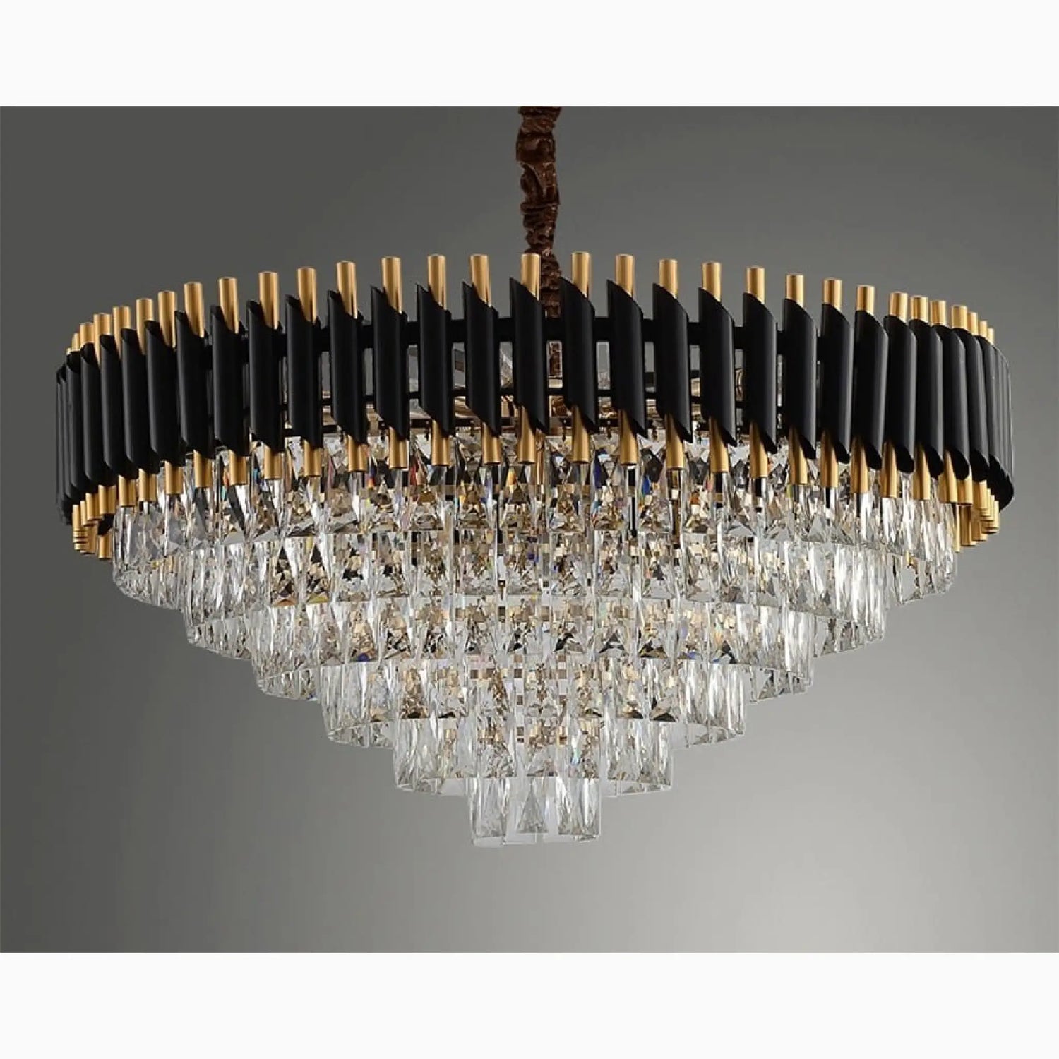 Alfonsine | Luxury Black Crystal Led Hanging Chandelier For Living Room