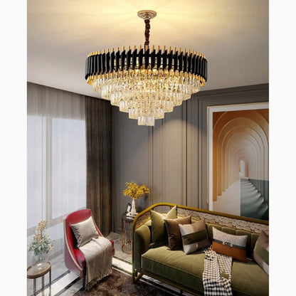 Alfonsine | Luxury Black Crystal Led Hanging Chandelier For Living Room