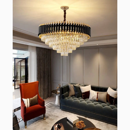 Alfonsine | Luxury Black Crystal Led Hanging Chandelier For Living Room