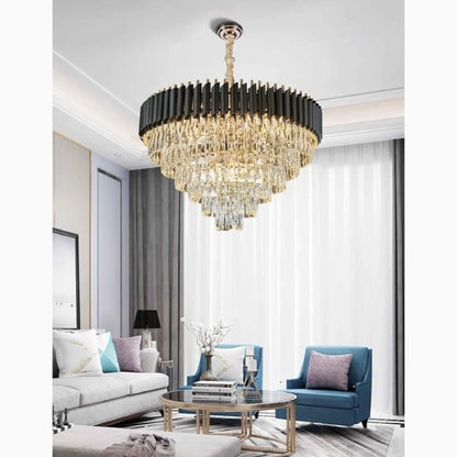 Alfonsine | Luxury Black Crystal Led Hanging Chandelier For Living Room