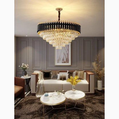 Alfonsine | Luxury Black Crystal Led Hanging Chandelier For Living Room