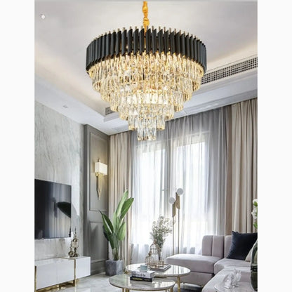 Alfonsine | Luxury Black Crystal Led Hanging Chandelier For Living Room