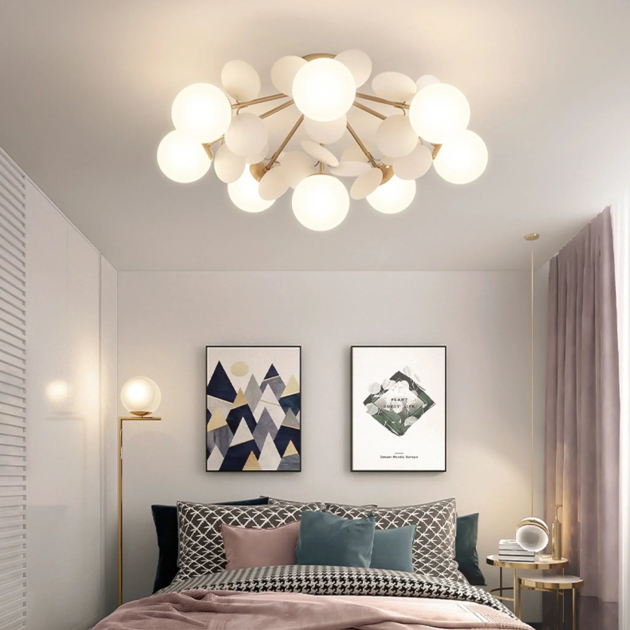 Cabella Ligure | Creative Flower Branch LED Ceiling Lamp for Bedroom