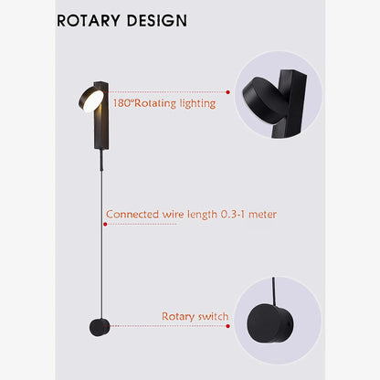 Hergiswil | Black/Gold Simple Rotating Indoor LED Wall Sconce