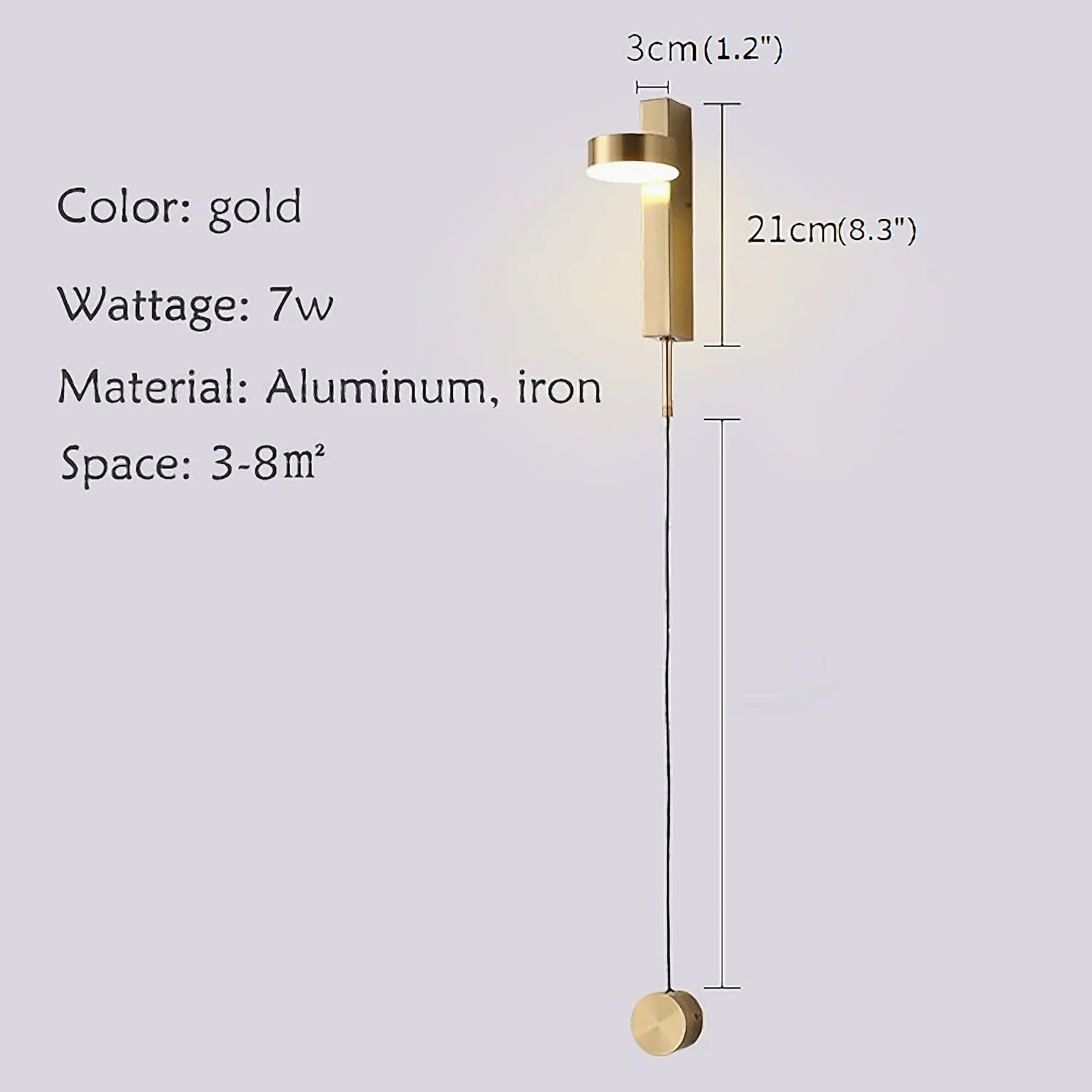 Hergiswil | Black/Gold Simple Rotating Indoor LED Wall Sconce