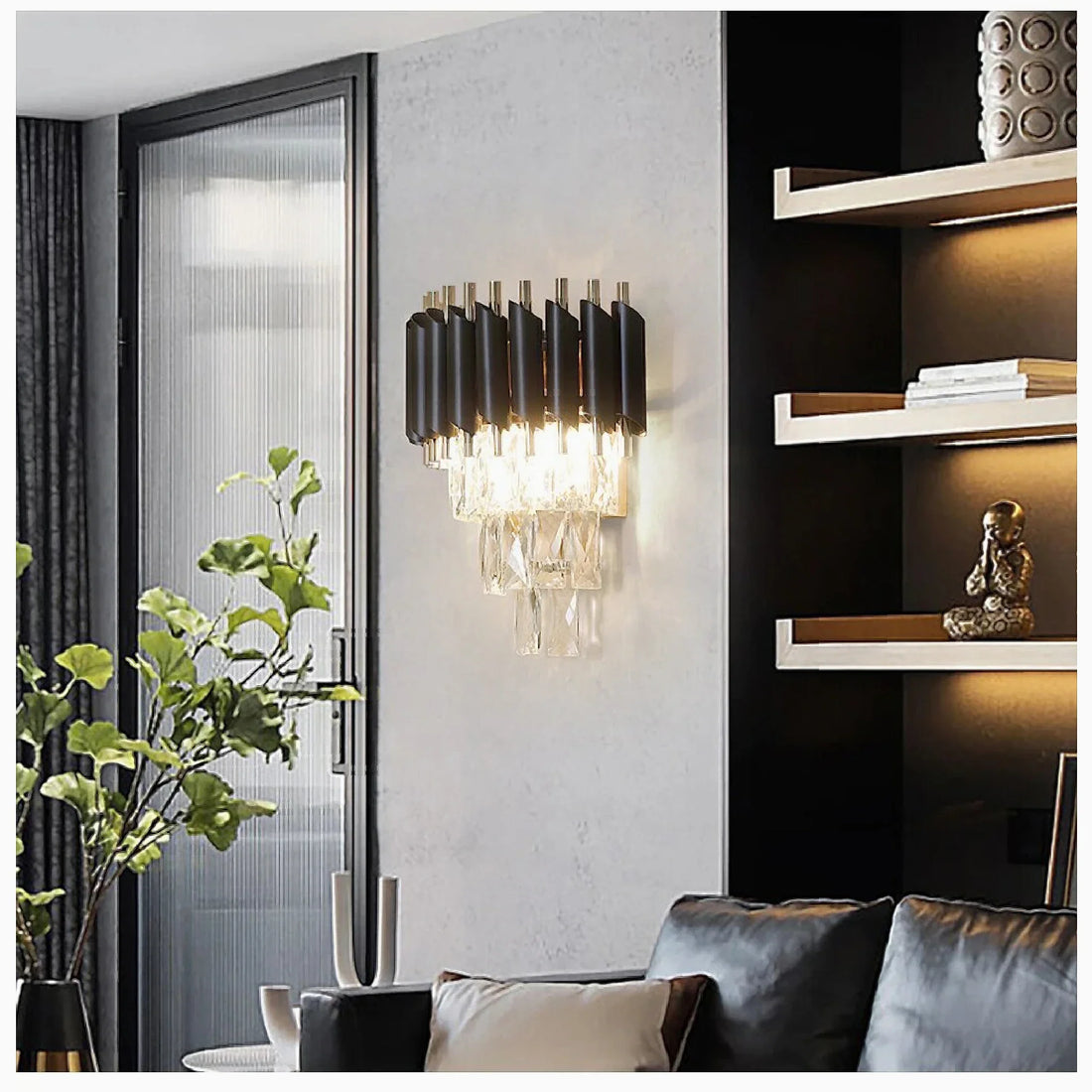 Luceyran | Modern Black LED Crystal Wall Lamp