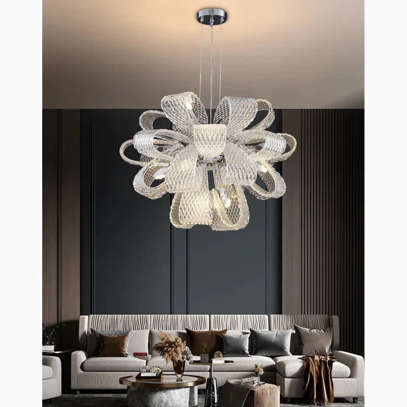 Montenotte | Flower-Shaped Glass Ceiling Chandelier