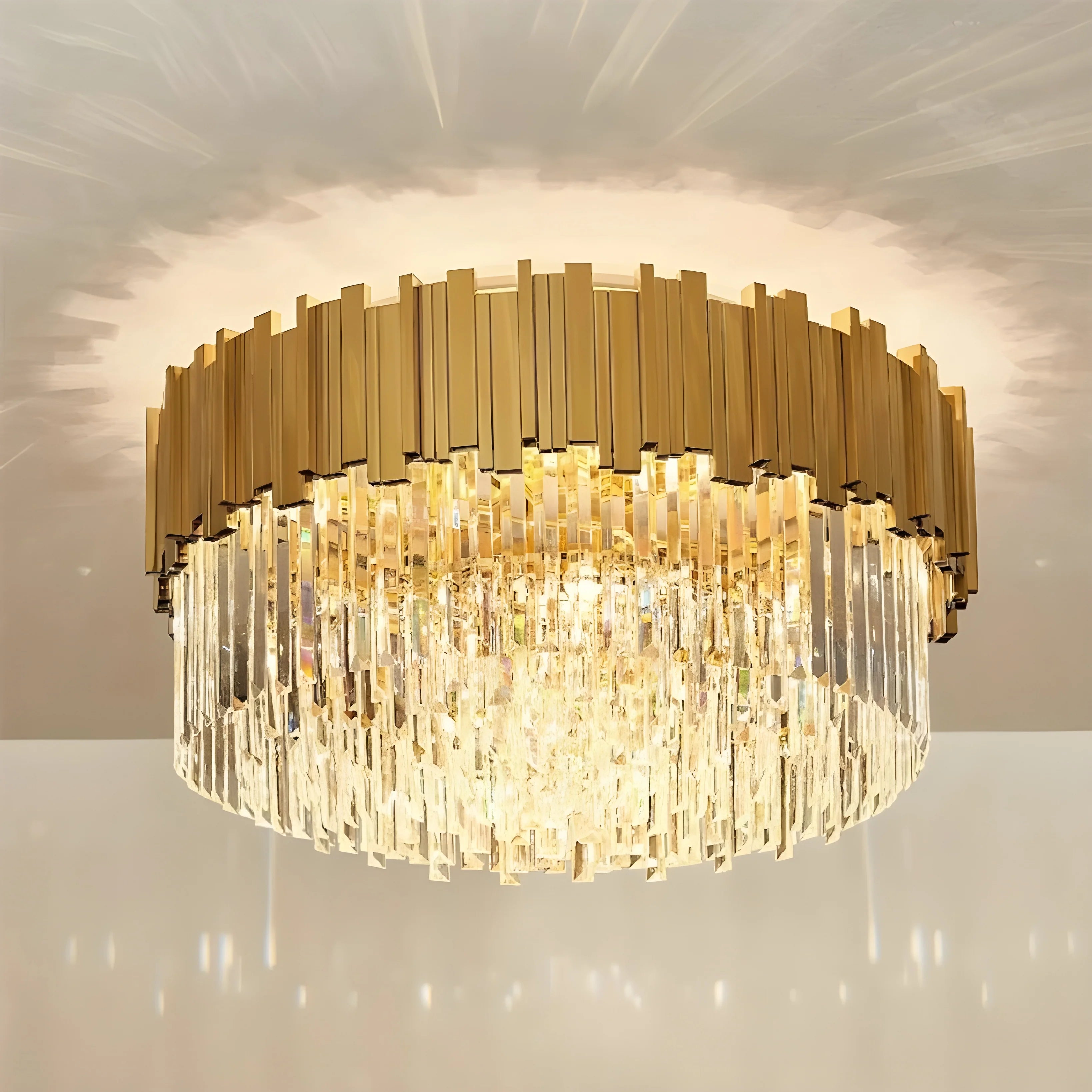 Savona | Elegant Round Gold Crystal Ceiling Chandelier