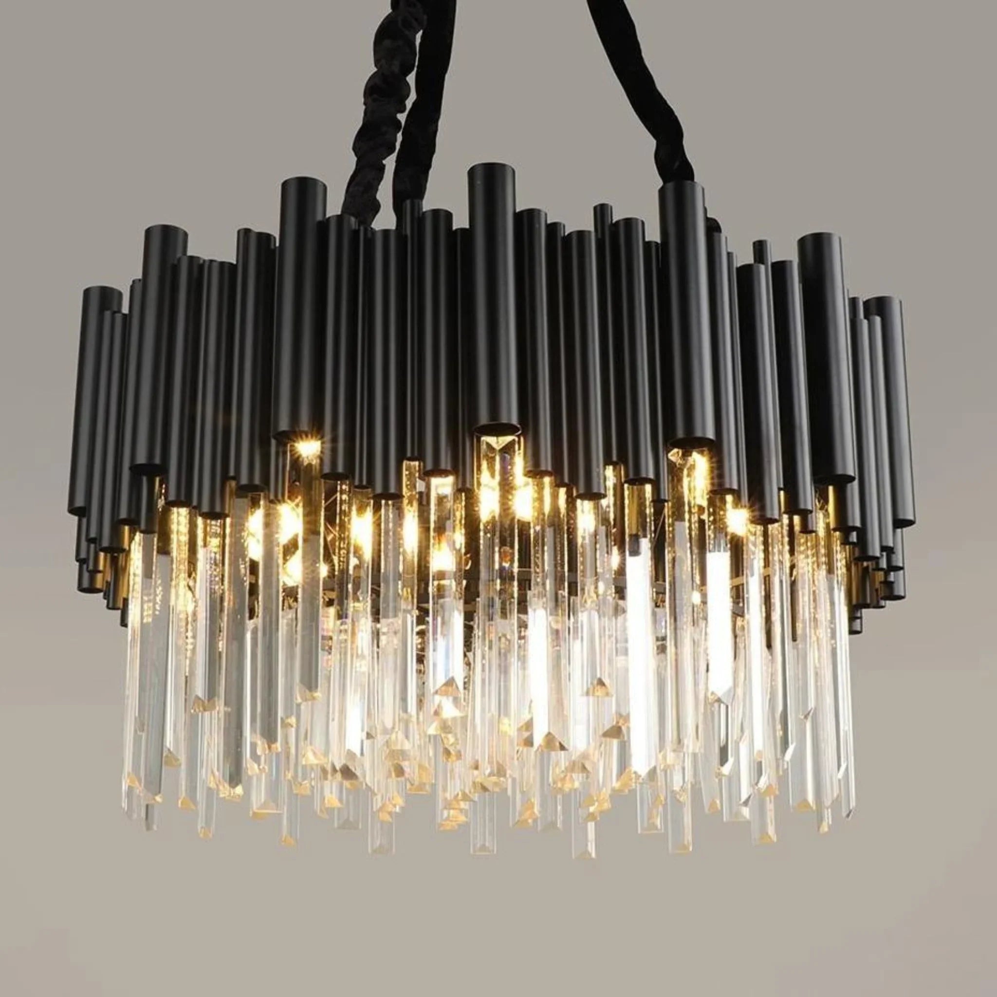 Black Round Crystal Chandelier |  Triengen