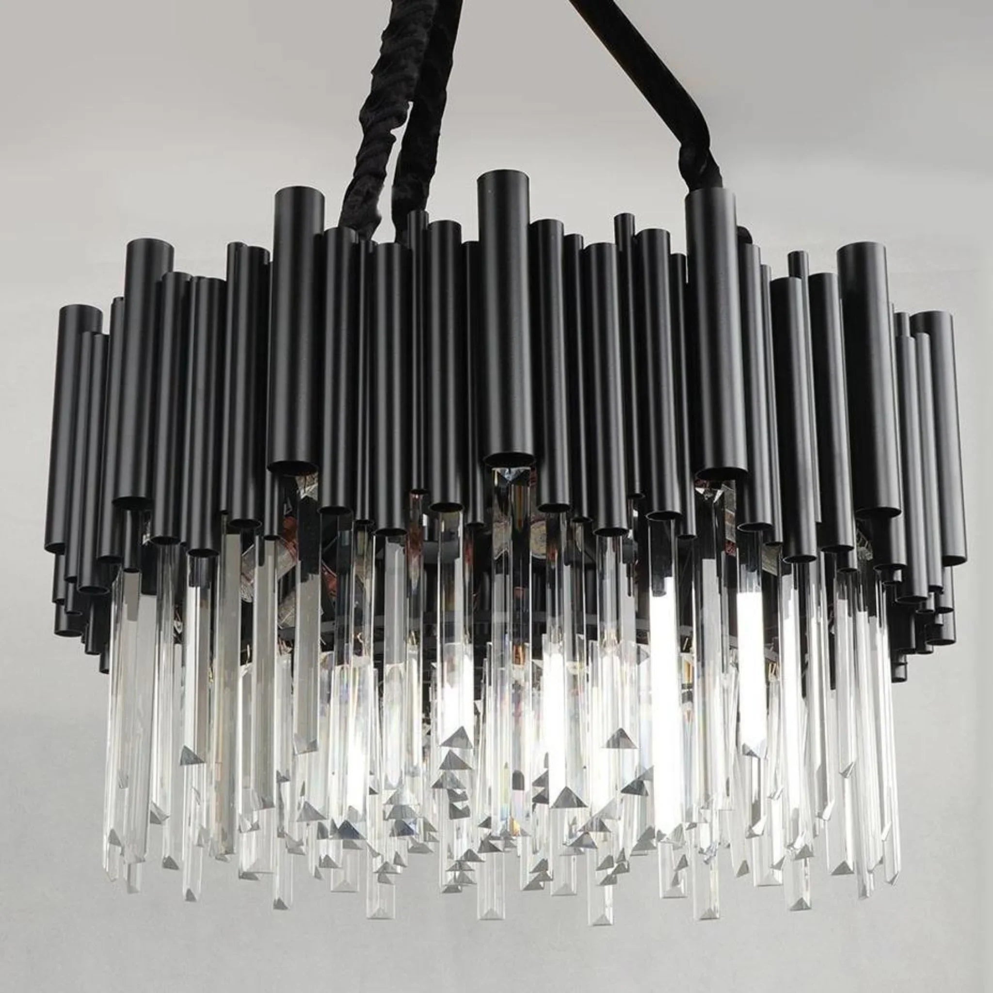 Black Round Crystal Chandelier |  Triengen