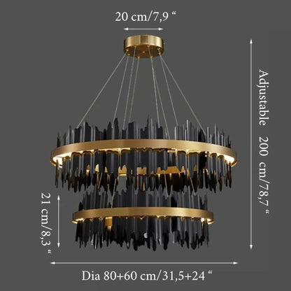 Creative Modern Black/Gold Circular Chandelier for Living Room