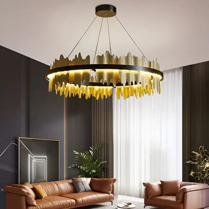 Creative Modern Black/Gold Circular Chandelier for Living Room