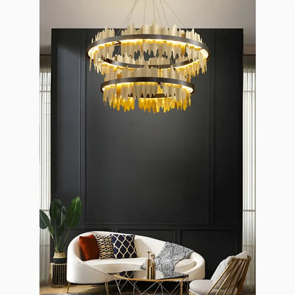 Creative Modern Black/Gold Circular Chandelier for Living Room