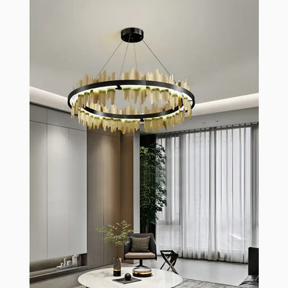 Creative Modern Black/Gold Circular Chandelier for Living Room