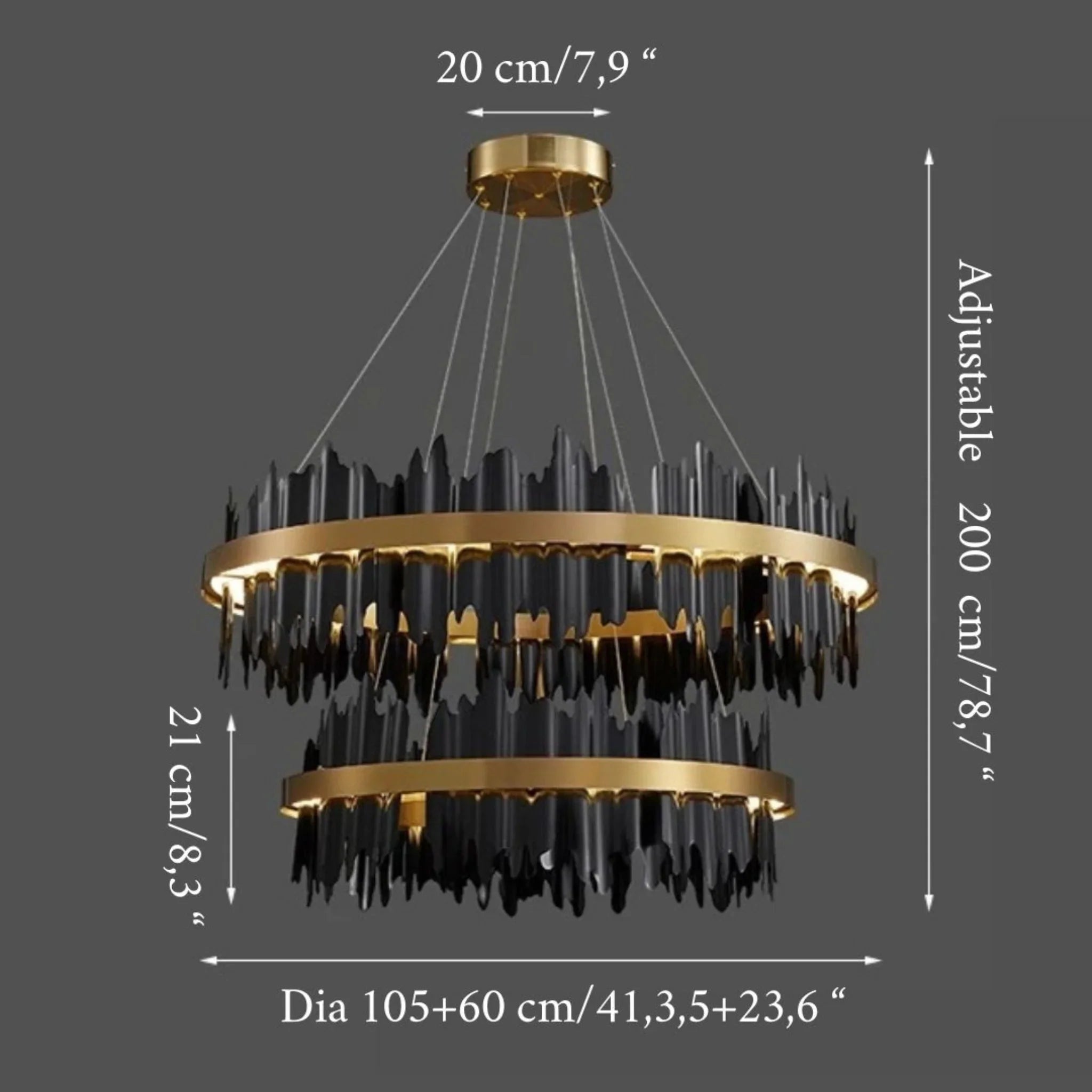 Creative Modern Black/Gold Circular Chandelier for Living Room