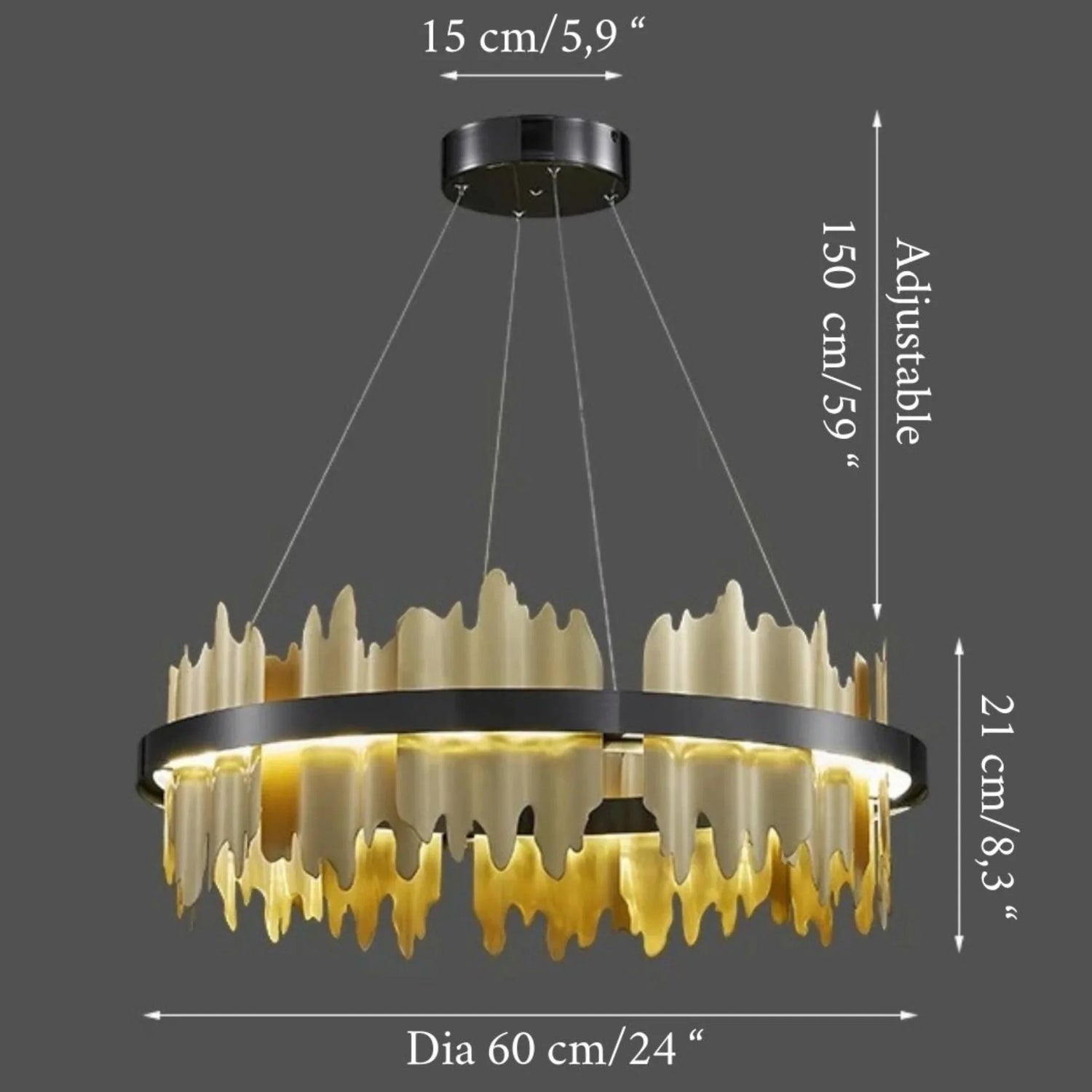 Creative Modern Black/Gold Circular Chandelier for Living Room