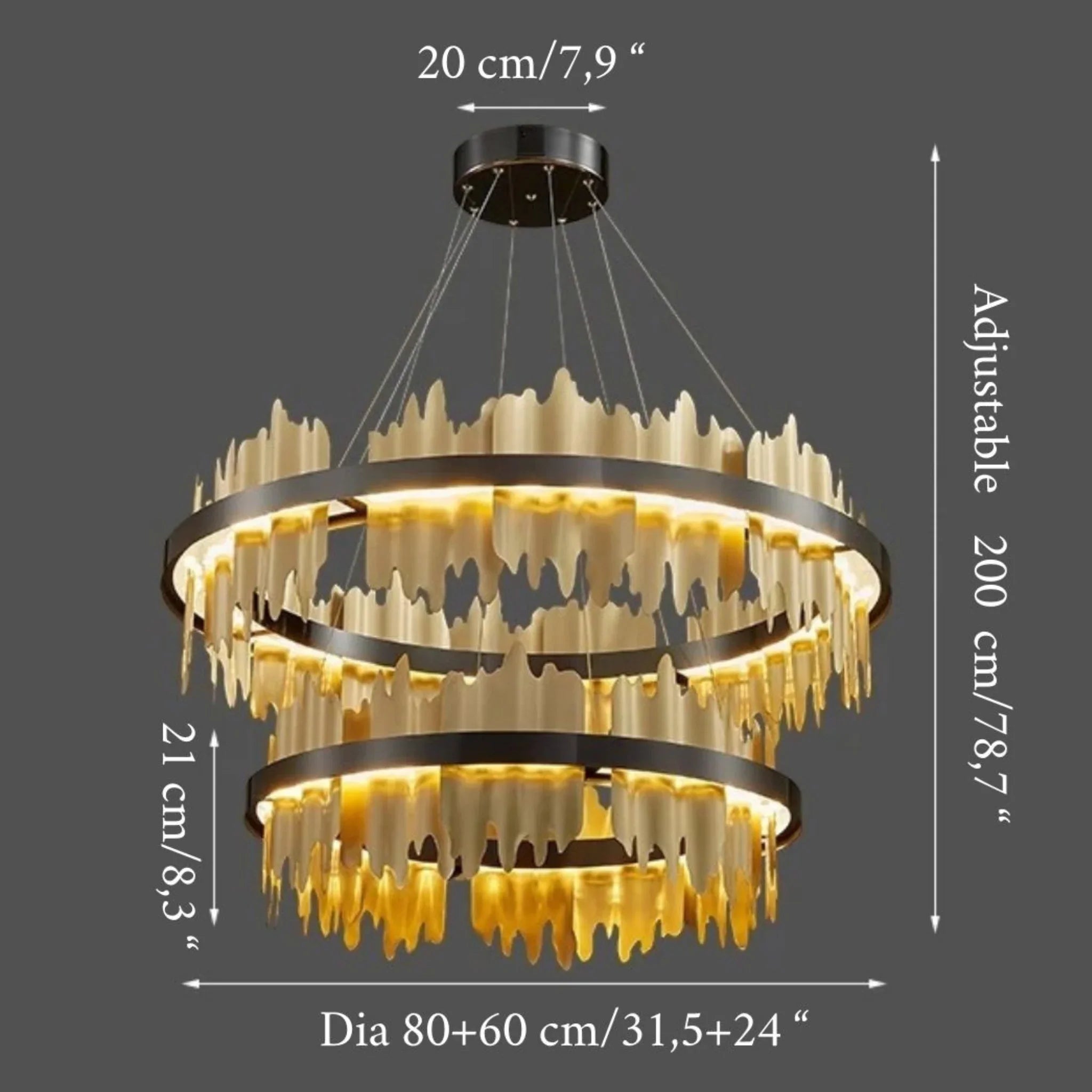 Creative Modern Black/Gold Circular Chandelier for Living Room