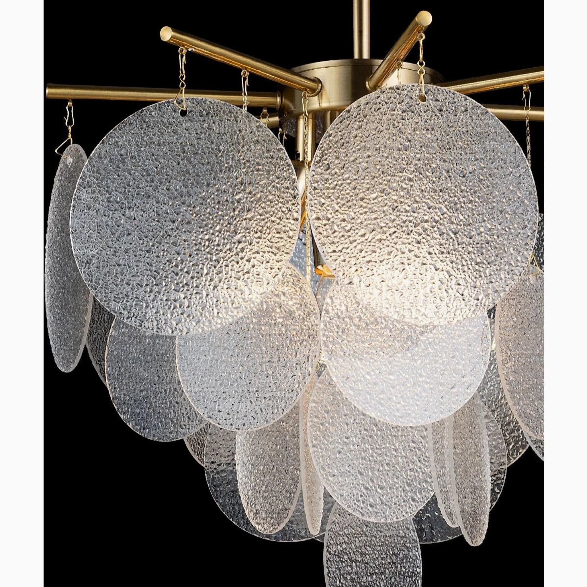 Péone | Round Obscure Glass Ceiling Chandelier