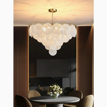 Péone | Round Obscure Glass Ceiling Chandelier