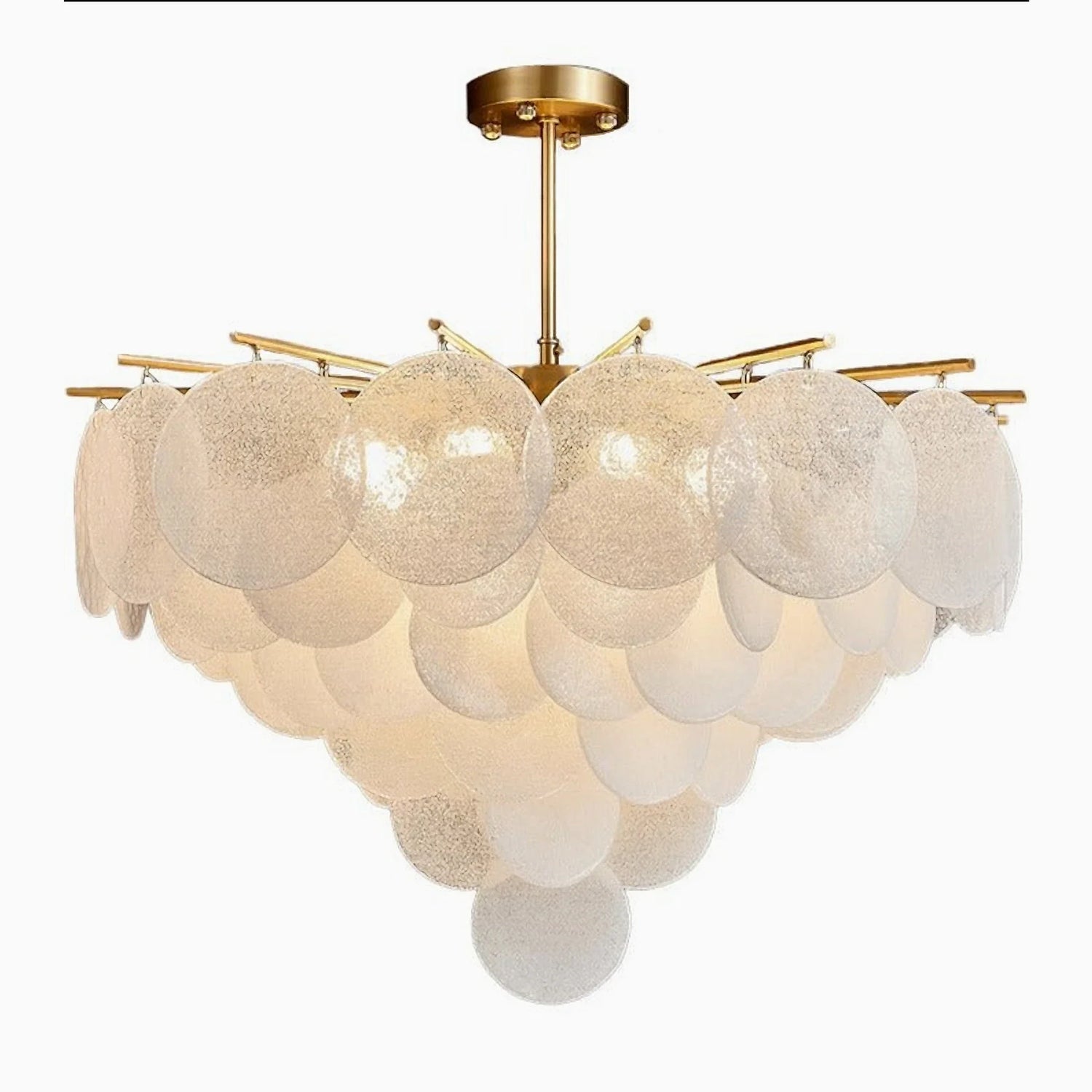 Péone | Round Obscure Glass Ceiling Chandelier