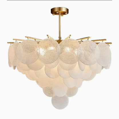 Péone | Round Obscure Glass Ceiling Chandelier