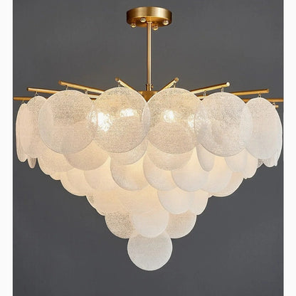 Péone | Round Obscure Glass Ceiling Chandelier