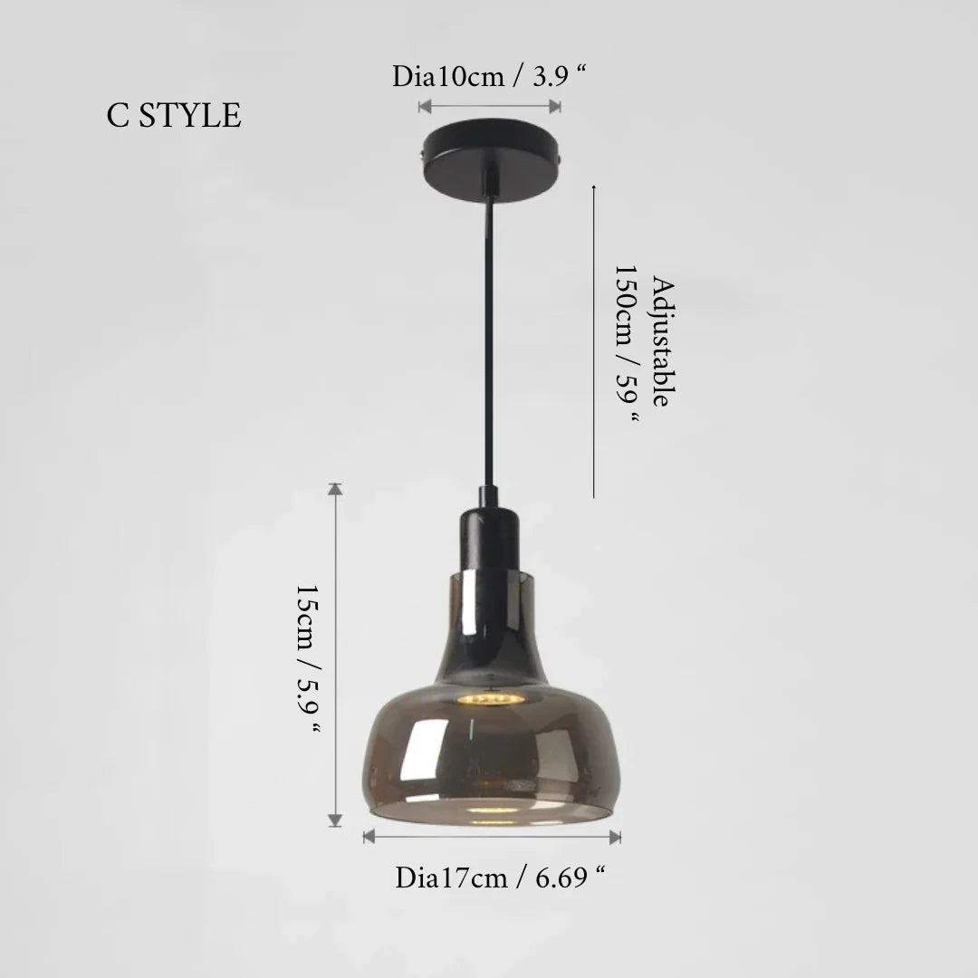 Entraunes | Smoky Grey Retro Pendant Lamp